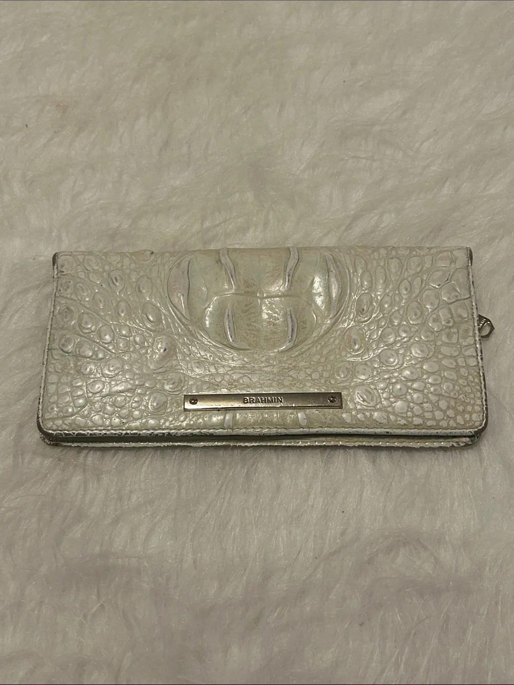 Brahmin White Croc-Embossed Leather Wallet